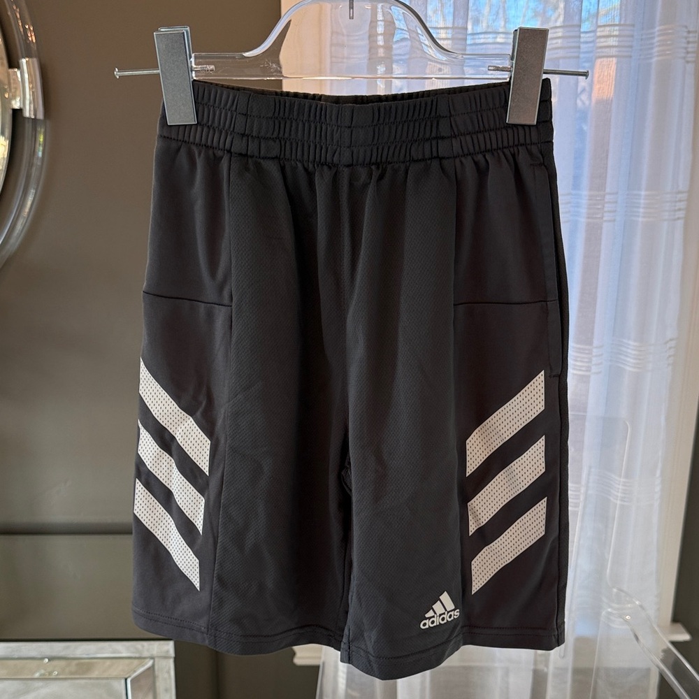 Adidas Kids M 10/12 Gray Shorts with White Stripes